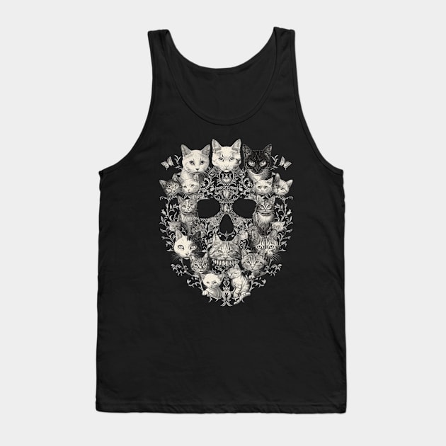 Cat Skull Art Tank Top by BilodeauBlue